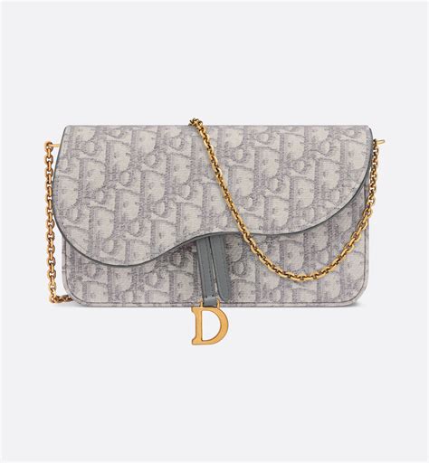 Pochette à chaîne Saddle Toile jacquard Dior Oblique gris 